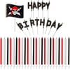 Pirate Birthday Party Candles with Skull Flag (Black, Red, Silver, 38-Count)