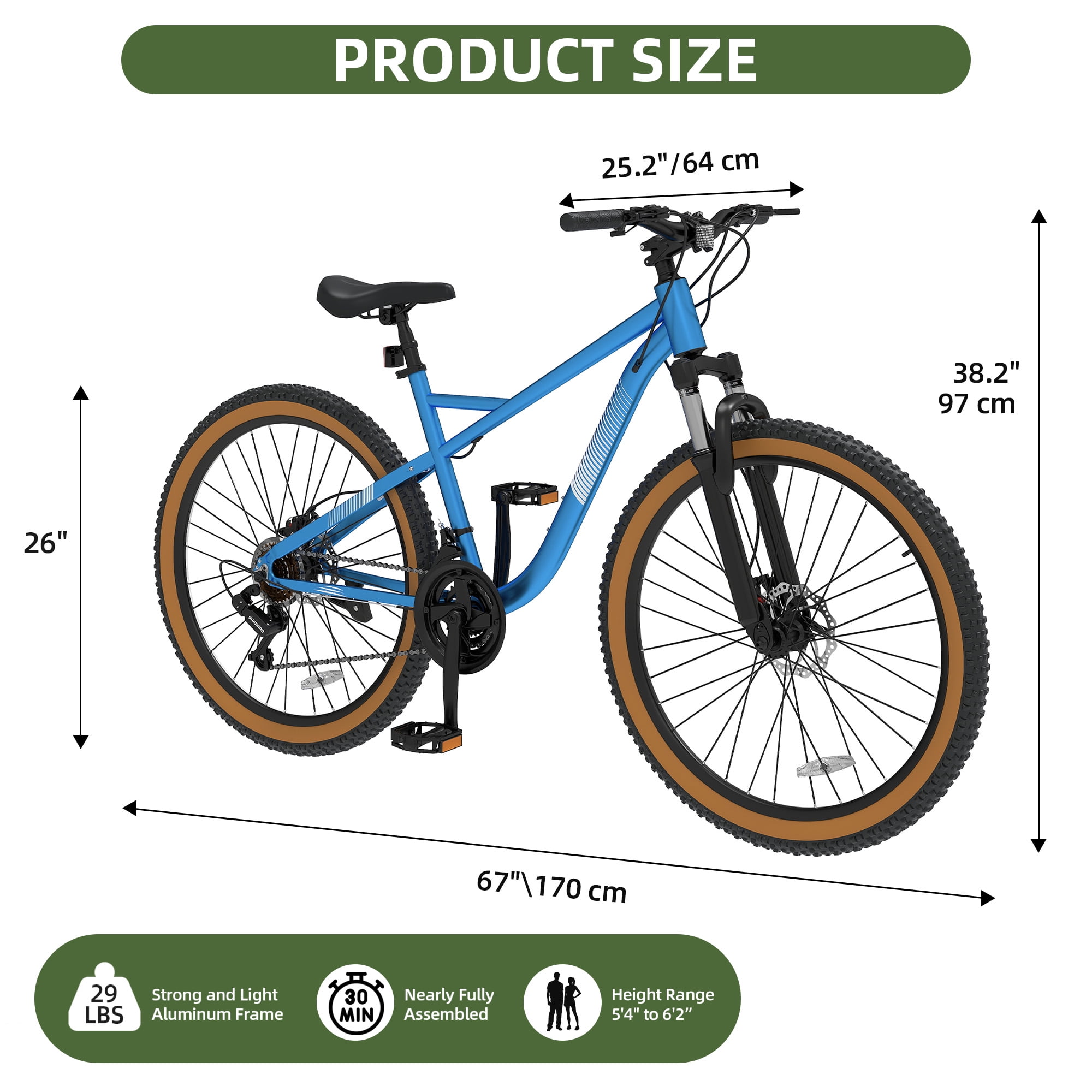 Uforic 26'' Mountain Bike for Men & Women, 21-Speed MTB for