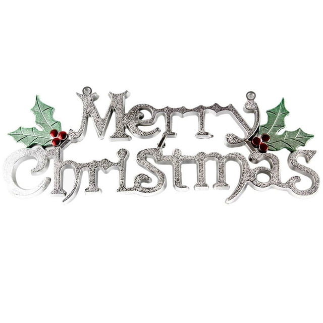 50cm FELIZ NAVIDAD Colgador de puerta Adorno para árbol de Navidad Carteles navideños Decoración Fiesta Decorativa (Plata)