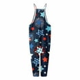 thumbnail image 5 of Virmaxy Womens Overalls Fashion Women Sleeveless Printed Cold Shoulder Vest Casual Pachwork Jumpsuit Wide Leg Overalls For Women Loose Fit Navy XS, 5 of 6