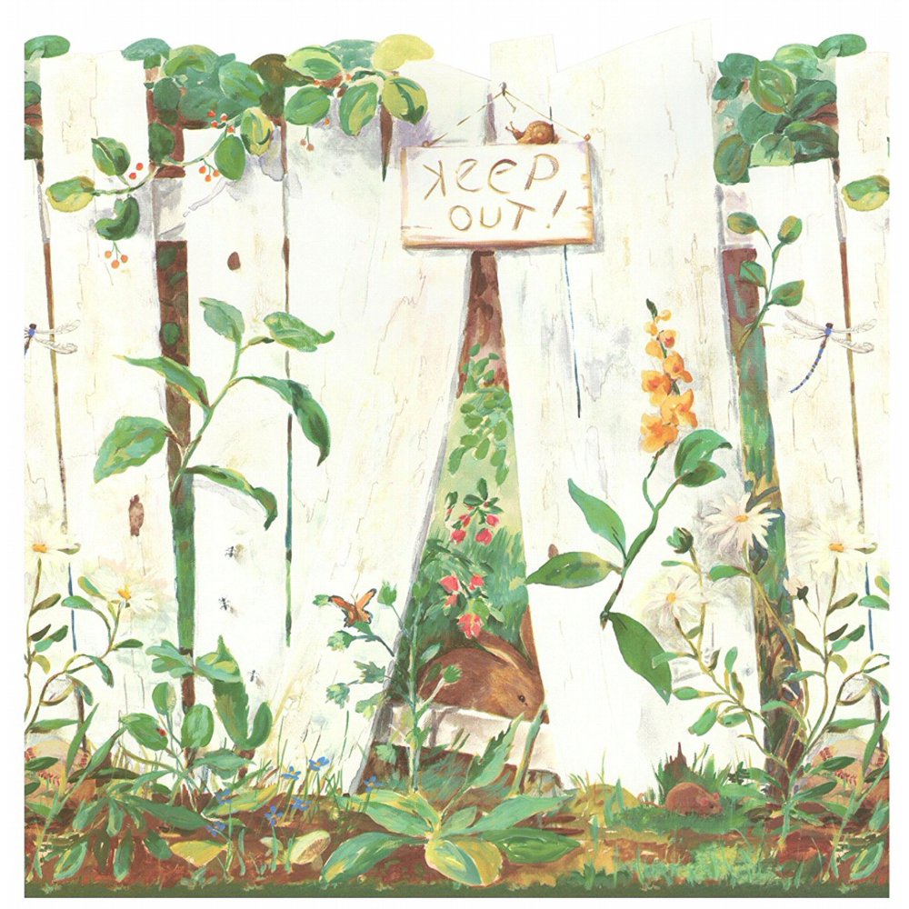 878951 Wide Clubhouse Picket Fence Wallpaper Border