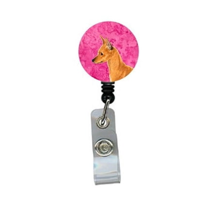 Carolines Treasures SS4742-PK-BR Min Pin Retractable Badge Reel Or Id Holder With Clip