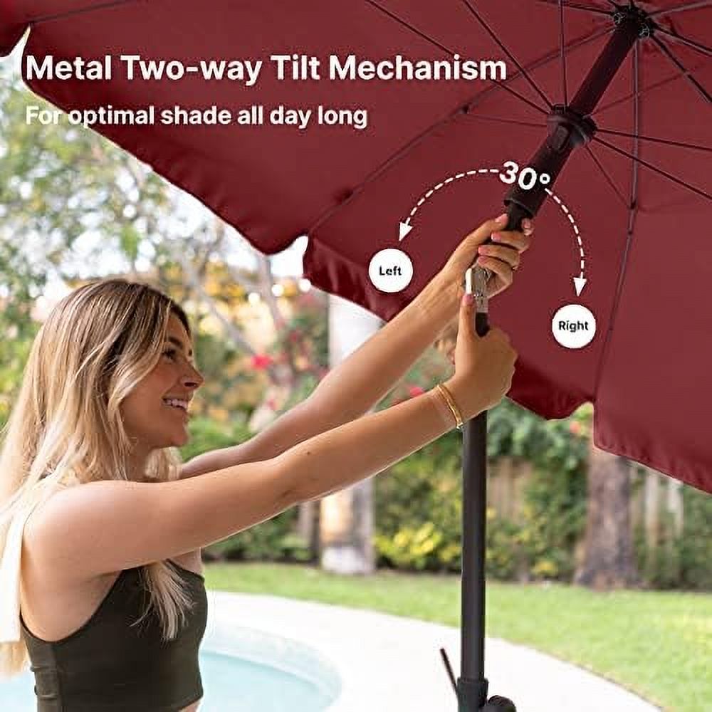 RibRave Patio Umbrella, 6.5 ft Outdoor Table Umbrella with Tilt Steel Pole, UPF50+ Protection, Great for Outdoor Garden Backyard, Maroon