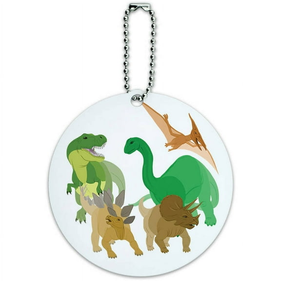 Dinosaurs Round Luggage ID Tag Card for Suitcase or Carry-On