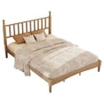 thumbnail image 5 of Euroco Wood Retro Style Queen Size Platform Bed with Slats for Living Room, Natural, 5 of 13