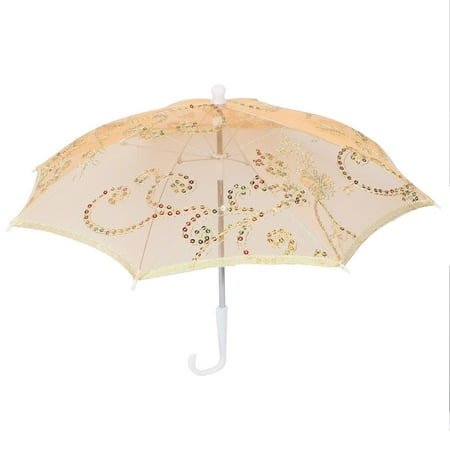 Unique Bargains Bridal Shower Orange Flower Pattern Folding Mini Lace Children Umbrella