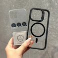 thumbnail image 4 of Lens Protect Stand Phone Case For IPhone 15 12 13 14 11 Pro Max Plus For Magsafe Magnetic Camera Glass Metal Ring Holder Cover, 4 of 7