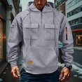 thumbnail image 3 of Men Hoodie Fleece Oversized Sweatshirts Quarter Zip Pullover Drawstring Multi-Pocket Outdoor Casual coat, 3 of 8