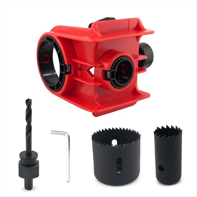 Kit de Instalación de Cerradura de Puerta, Plantilla para Cerradura de Puerta, Puertas de Madera, Kit de para una Fácil Instalación Cerradura, Color Rojo.
