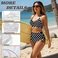 thumbnail image 6 of Xixirimido White Polka Dots Print Women 2 Pieces Bikini Sets Push Up High Waisted Swimsuit Tummy Control Bathing Suit Cross Tie Back for Beach, XL, 6 of 7