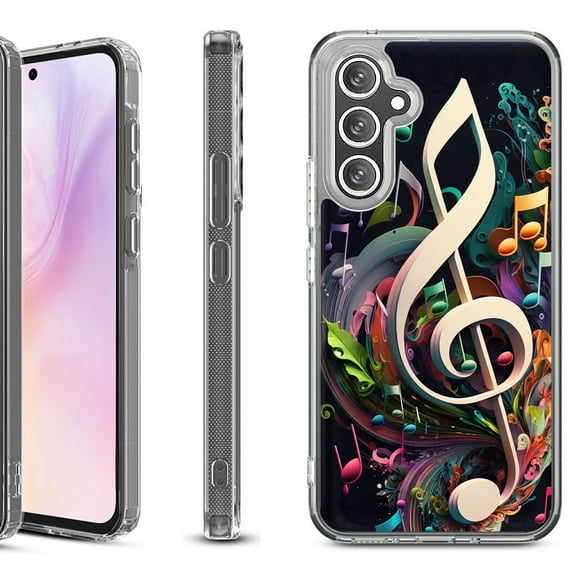 Shockproof Protective Phone Case for Samsung Galaxy A26 5G, by OneToughShield - Music Notes Colorful
