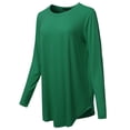 thumbnail image 2 of A2Y Women's Premium Solid Long Sleeve Round Hem Crew Neck Top Shirt Forest Green S, 2 of 7