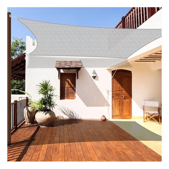 Sun Shade Sail 14x14ft - Outdoor Canopy Cover - Rectangle Heavy Duty Shade Cloth for Patio, Yard, Deck - Light Grey