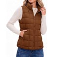 thumbnail image 2 of Women Sleeveless Casual Layering Vest Zip Up Stand Collar Quilted Puffer Gilet with Side Pockets 2XL, 2 of 4