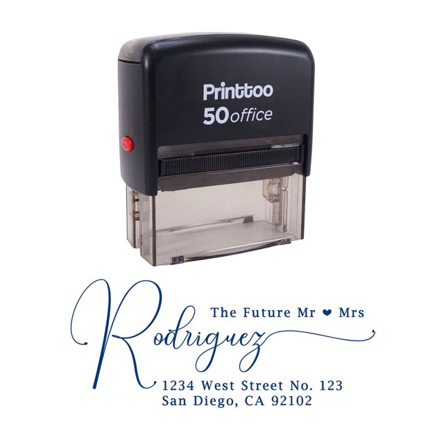 Printtoo Personalized Blue Self Inking Address Custom Future Mr Mrs Rubber Stamper-68 x 30 mm