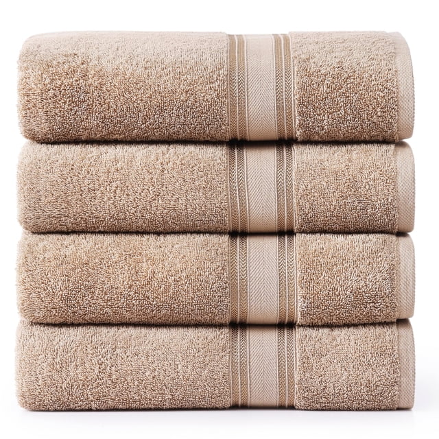 Juego de toallas de baño LANE LINEN Luxury, 100% algodón, paquete de 4 unidades, color topo