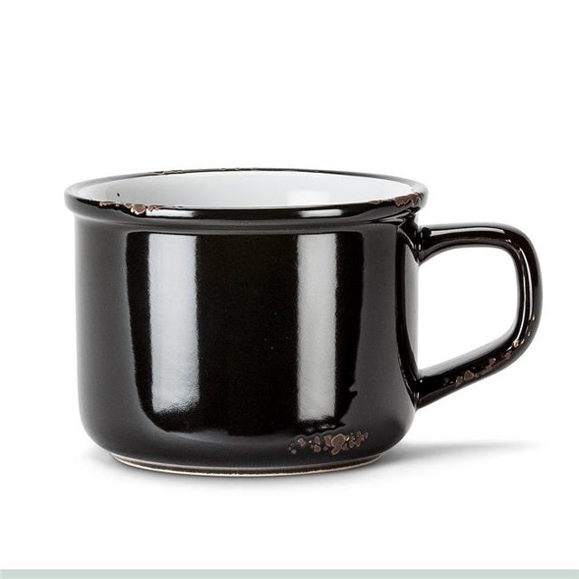 Tasse à Cappuccino Aspect Émail de 2,5 Po, Noire