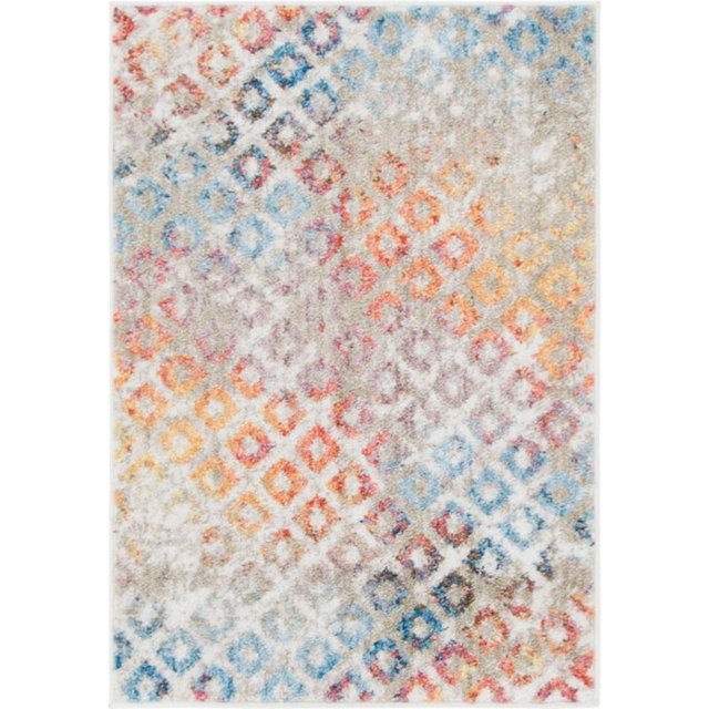 Unique Loom Arc-en-Ciel Géométrique Tapis de Diamants 2' 2 x 3' Rectangle Multi/Beige