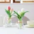 thumbnail image 4 of NANAHuang Artificial Flowers in Glass Vase with Faux Water, Pink Tulips Real Touch Flowers with Vase Centerpiece Table Decorations for Room Dining Table Office Desk Farmhouse Kitchen Home Decor, 4 of 7