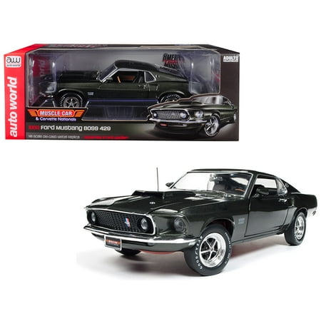 1969 Mustang Model Car Kit 1969 Ford Mustang Boss 429 Black Jade MCACN Limited Edition to 1002 pieces Worldwide 1/18 Diecast Model Car by Autoworld ()