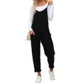 thumbnail image 3 of Spaghetti Strap Sleeveless Womens Casual Jumpsuits Loose Romper Long Pants with Pockets, 3 of 5