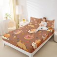 thumbnail image 4 of Homewish Brown Capybara 3pcs Twin Sheet Sets For Kids Boys Girls,Kawaii Animal Twin Fitted Sheet,Donuts Dessert Flowers Strawberry Breathable Flat Sheet,Lightweight Room Decor, 4 of 7