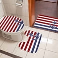 thumbnail image 4 of Anchor Red Bath Mat 3 Piece Bathroom Rug Set, Modern Navy Blue White Striped Nautical Non Slip Bath Rug Contour Mat and Toilet Lid Cover, Absorbent Shower Mats Soft Bath Rugs and Mats Sets, 4 of 8