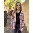 thumbnail image 3 of Arshiner Girls Plaid Flannel Shirts Loose Fit Button Down Shirt Long Sleeve Casual Flannel Tops, 3 of 6