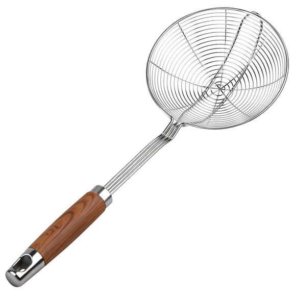 5.3" Spider Strainer Skimmer Spoon with Handle, Stainless Steel Wire Strainer Ladle for Cooking and Frying, Kitchen Utensils Slotted Pasta Spoon, Fryer Scoop