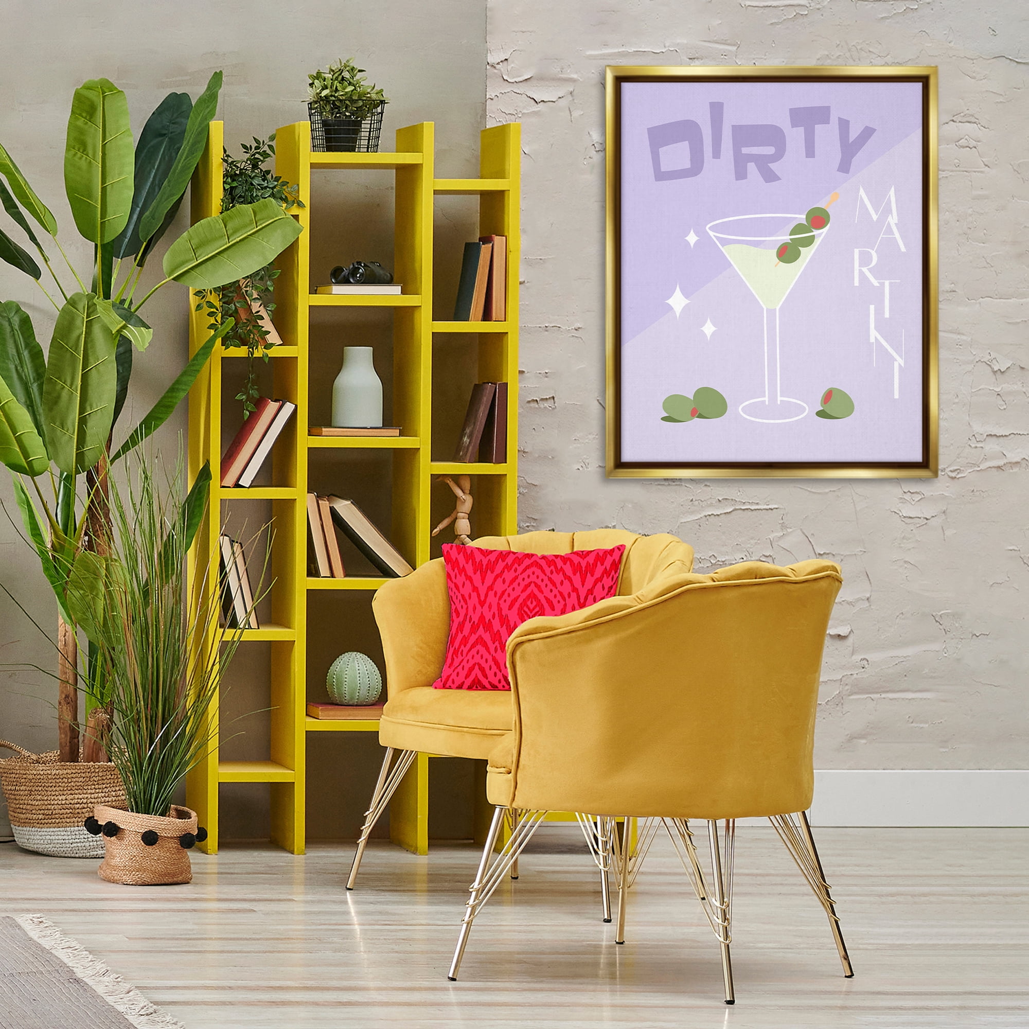 Stupell Industries Dirty Martini Typography Food & Beverage Painting Gold Floater Framed Canvas Art Print Wall Art, 25 x 31