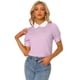 thumbnail image 1 of Blusa De Manga Corta Con Cuello Peter Pan En Contraste Vintage Para Mujer Morado Claro S, 1 of 5