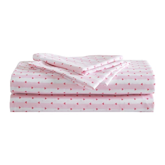 Wonderland Stripe 3-Piece Bright Pink Microfiber Twin Sheet Set