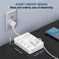 thumbnail image 2 of Lefree Surge Protector Power Strip - 8 Outlets with 4 USB (1 USB C 15W) Charging Ports Extension Cord, Flat Plug Wall Mount Desk USB Charging Station for Home Office，white, 2 of 8