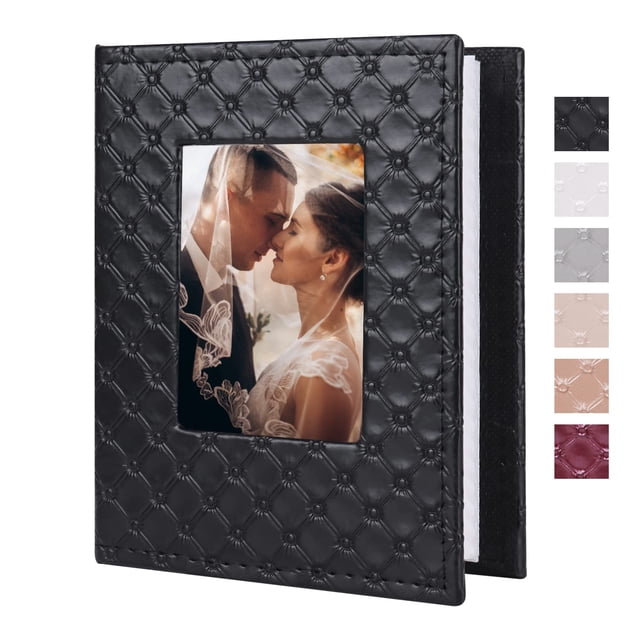 Álbum de fotos RECUTMS 4x6 de piel sintética, 100 bolsillos, negro