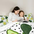 thumbnail image 4 of jejeloiu Avocado 7pcs Bedding Comforter Set,Green Fruit Queen Bedding Sets,Black Geometric Dots Queen Sheet Sets For Kids,Breathable Home Decor Reversible, 4 of 8