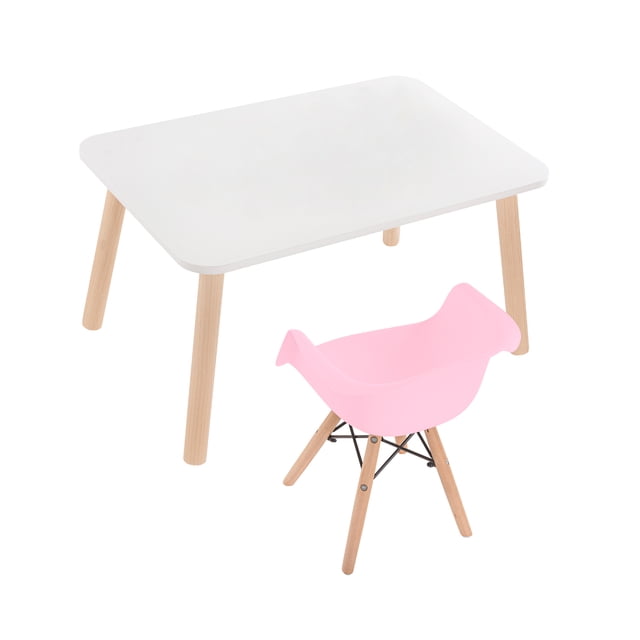 Mesa Rectangular con Silla Eames con Descansabrazos (Rosa)