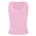 thumbnail image 5 of Siminsem Women's Ribbed Tank Top with Built in Bra Slim Fit Racerback Sleeveless Workout Shirt Scoop Neck Summer Casual Undershirt with Removable Pads, Pink,L, 5 of 9