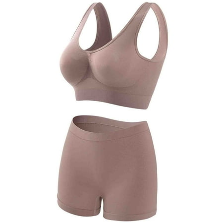 Njoeus Push Up Bra Deep V Bra Women s Wire Free Push Up Bras Seamless Comfort Breathable Wireless Sports Bra and Panty Sets for Women Underwear Set Womens Sports Bra