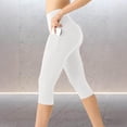 thumbnail image 4 of Capri Leggings for Women High Waisted Tummy Control Workout Yoga Pants with Pockets for Running Gym Fitness Tights White XXL, 4 of 8