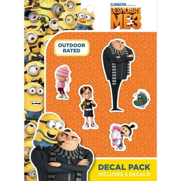 Despicable Me Gru Family Car Decals - Set of 5 Stickers for Truck Water Bottle Bike Helmet Laptop Skateboard - Outdoor Rated Water Resistant Vinyl Decals