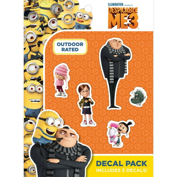 Despicable Me Gru Family Car Decals - Set of 5 Stickers for Truck Water Bottle Bike Helmet Laptop Skateboard - Outdoor Rated Water Resistant Vinyl Decals