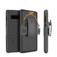 thumbnail image 2 of for 6.1" Samsung Galaxy S10 Holster Belt Clip Built-in Kickstands Raised Bevel Design Enhance Camera and Screen Protection Hybrid Rugged Hard Back Shockproof Armor Impact Bumper Phone Case Black, 2 of 7