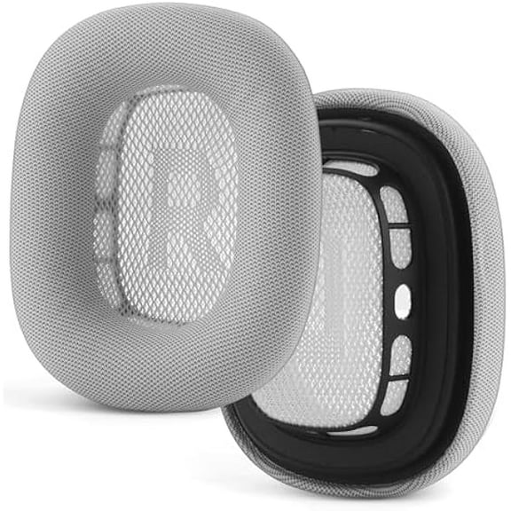 Airpod Max Ear Cushions Replacement Ear Pads Cushions Compatible with Apple AirPods Max Headphones Mesh Fabric Ear Pads with Noise Isolation Memory Foam Airpod Max Ear Covers (Silver)