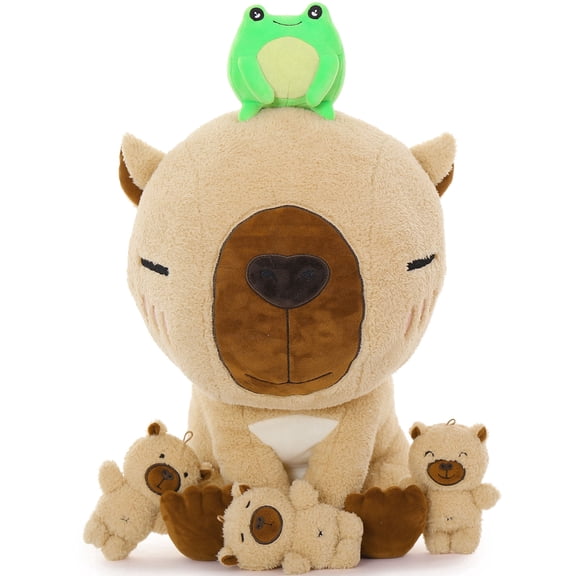 Tezituor 4Pcs Capybara Stuffed Animal 21.7" Big Capybara Plush and 3 Babies Plush Toy Perfect Gift For Kids