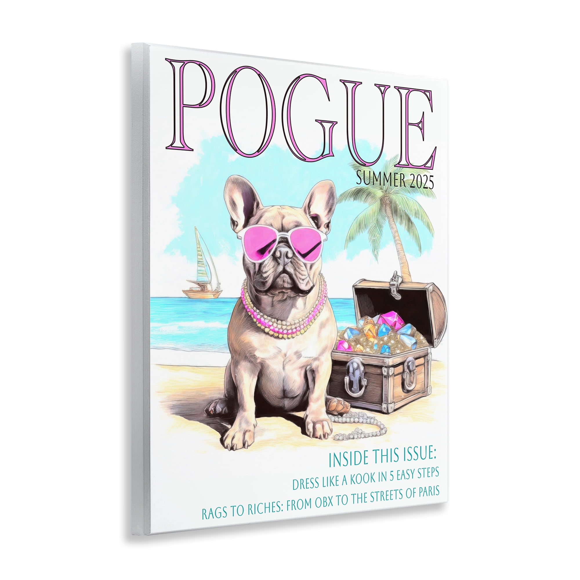 Stupell Industries Pogue Summer Dog Fashion Wall Plaque Art, design by Grotto Studios