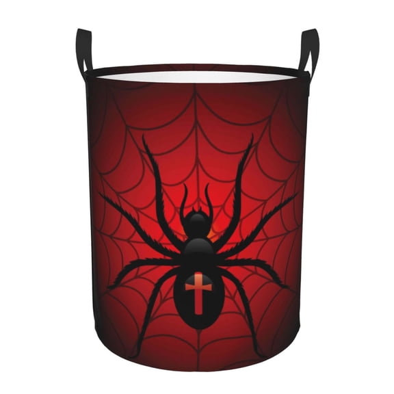 Xecao Spider on the Web Print Laundry Hamper Basket,designed for Blanket Storage and Nursery Clothes in the Bedroom