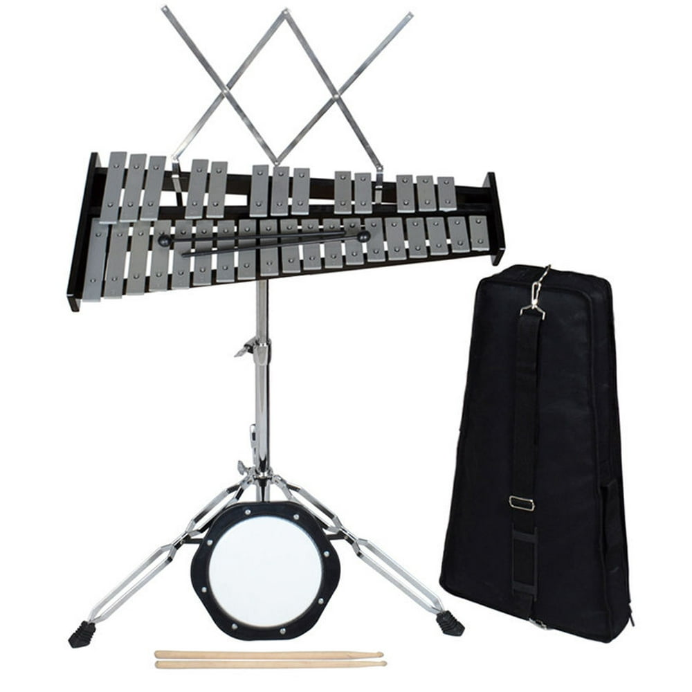 TMS 32 Notes Percussion Glockenspiel Bell Kit with Practice Pad+Mallets