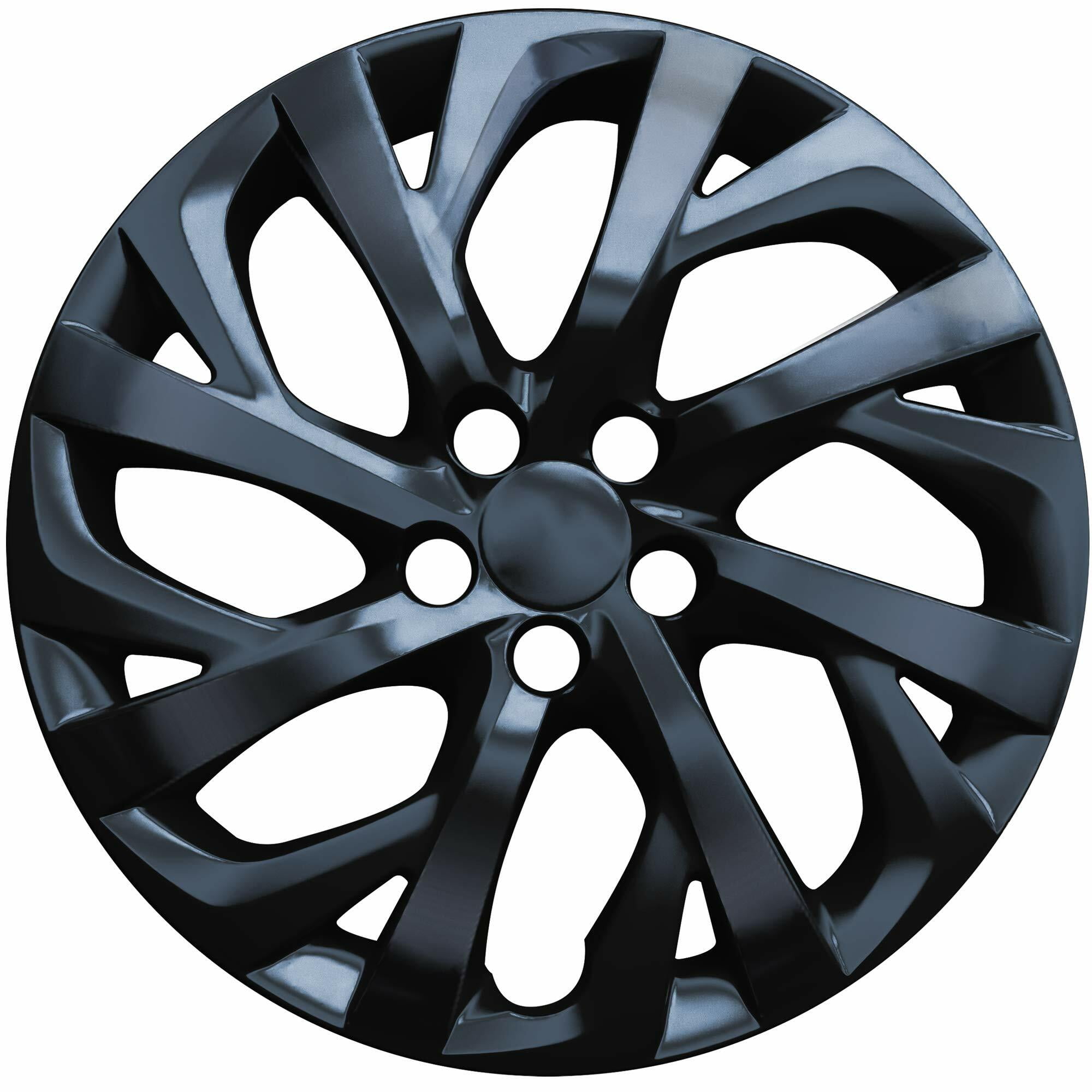 Fuel Rider Set of 4 16 inch Gloss Black Snap-On Hubcaps With 6 Spoke Compatible With 2017-2019 Toyota Corolla LE Standard Steel Wheel Covers