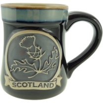 Glen Appin Stoneware Mug Scotland Pottery Mug for Coffe or Beer 16.9 oz(500 ml) (Thistle/Scotland - Black)