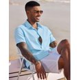 thumbnail image 5 of COOFANDY Men's Beach Summer Cotton Linen Stretch Shirt Oxford Chambray Button Shirt Blue, 5 of 6